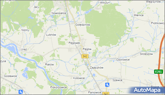 mapa Pęgów gmina Oborniki Śląskie, Pęgów gmina Oborniki Śląskie na mapie Targeo