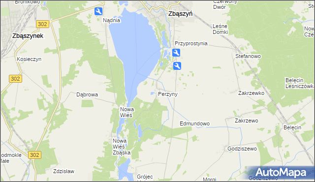 mapa Perzyny gmina Zbąszyń, Perzyny gmina Zbąszyń na mapie Targeo