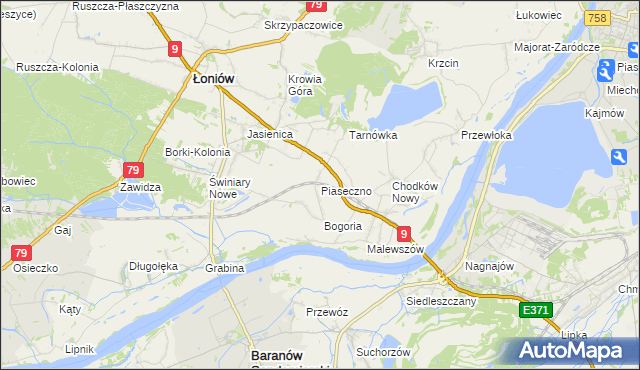 mapa Piaseczno gmina Łoniów, Piaseczno gmina Łoniów na mapie Targeo