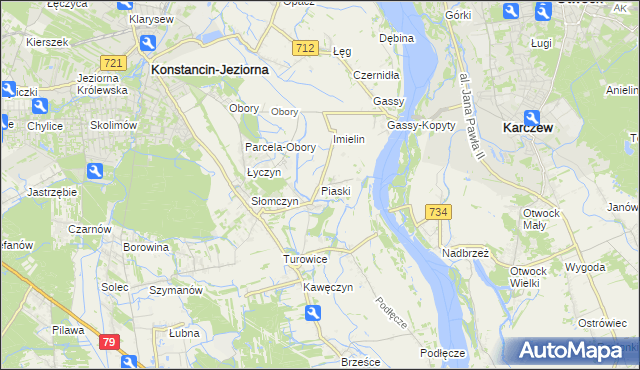 mapa Piaski gmina Konstancin-Jeziorna, Piaski gmina Konstancin-Jeziorna na mapie Targeo