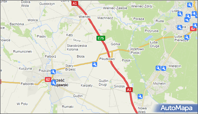 mapa Pikutkowo, Pikutkowo na mapie Targeo