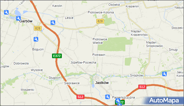 mapa Piotrawin gmina Jastków, Piotrawin gmina Jastków na mapie Targeo
