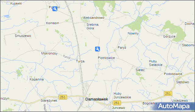 mapa Piotrkowice gmina Damasławek, Piotrkowice gmina Damasławek na mapie Targeo