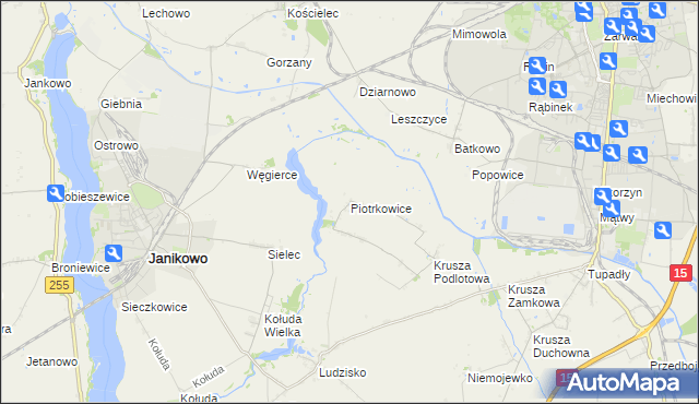 mapa Piotrkowice gmina Inowrocław, Piotrkowice gmina Inowrocław na mapie Targeo