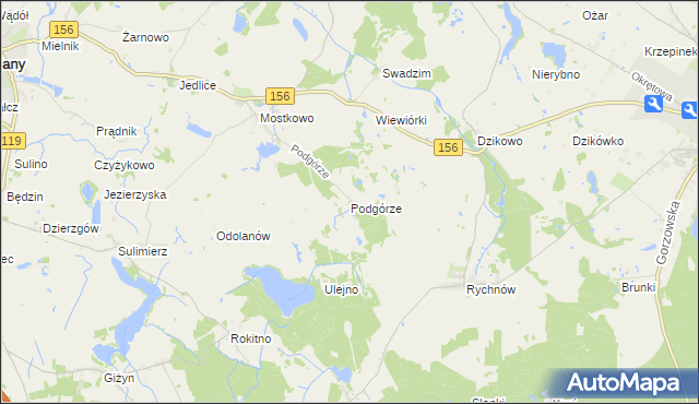 mapa Podgórze gmina Barlinek, Podgórze gmina Barlinek na mapie Targeo
