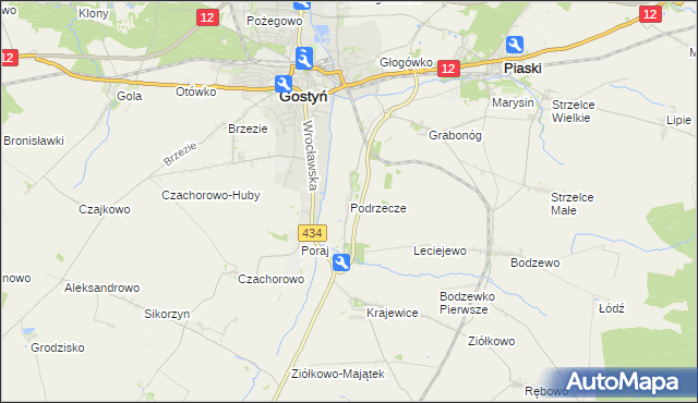 mapa Podrzecze gmina Piaski, Podrzecze gmina Piaski na mapie Targeo