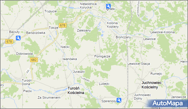 mapa Pomigacze, Pomigacze na mapie Targeo