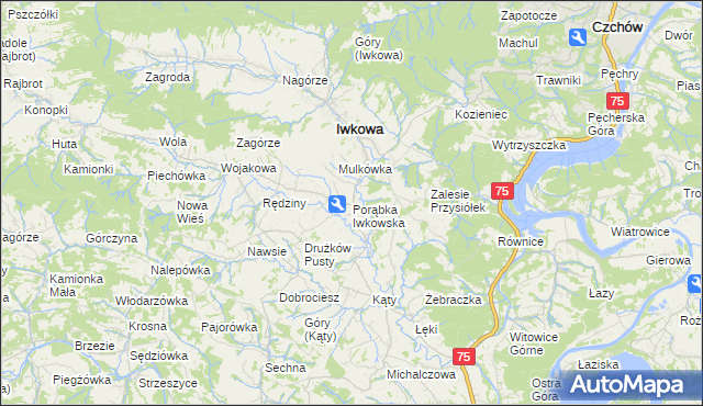 mapa Porąbka Iwkowska, Porąbka Iwkowska na mapie Targeo