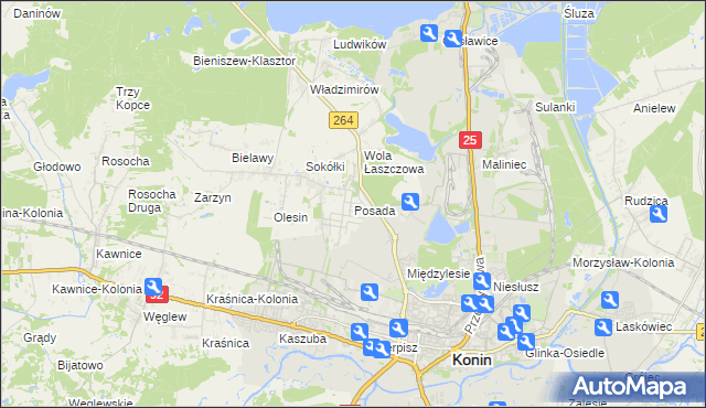 mapa Posada gmina Kazimierz Biskupi, Posada gmina Kazimierz Biskupi na mapie Targeo