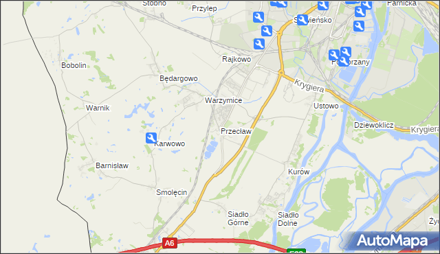 mapa Przecław gmina Kołbaskowo, Przecław gmina Kołbaskowo na mapie Targeo