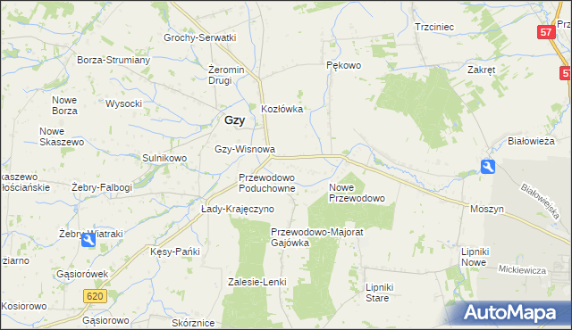 mapa Przewodowo-Parcele, Przewodowo-Parcele na mapie Targeo