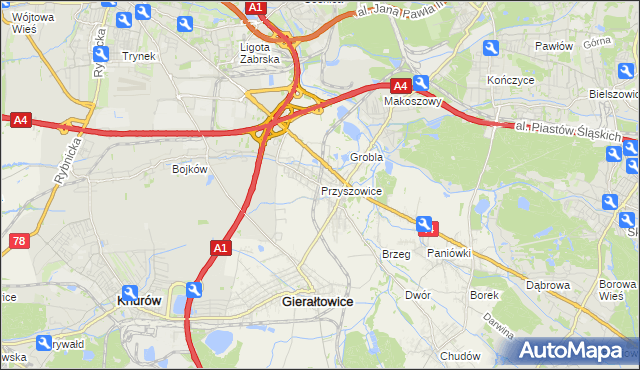 mapa Przyszowice, Przyszowice na mapie Targeo