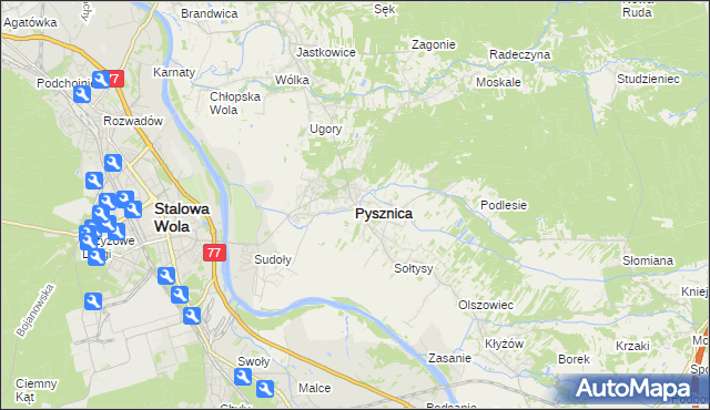 mapa Pysznica, Pysznica na mapie Targeo