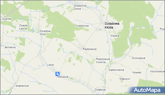 mapa Radzowice, Radzowice na mapie Targeo