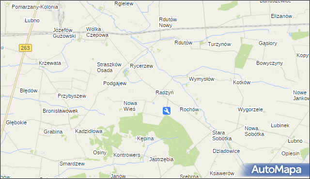 mapa Radzyń gmina Grabów, Radzyń gmina Grabów na mapie Targeo