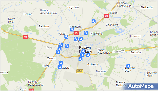 mapa Radzyń Podlaski, Radzyń Podlaski na mapie Targeo