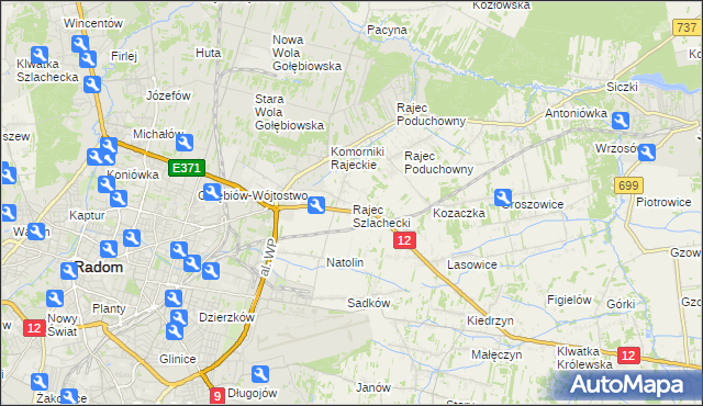 mapa Rajec Szlachecki, Rajec Szlachecki na mapie Targeo