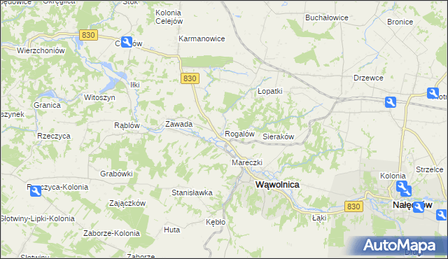 mapa Rogalów gmina Wąwolnica, Rogalów gmina Wąwolnica na mapie Targeo