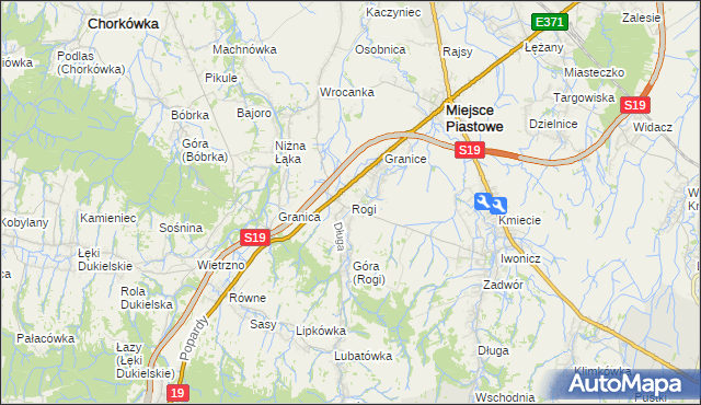 mapa Rogi gmina Miejsce Piastowe, Rogi gmina Miejsce Piastowe na mapie Targeo