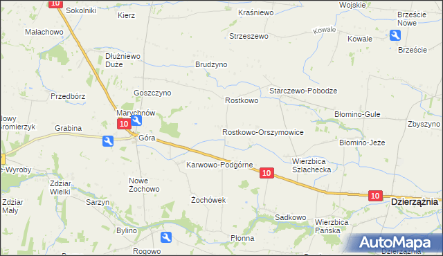 mapa Rostkowo-Orszymowice, Rostkowo-Orszymowice na mapie Targeo