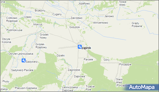 mapa Rząśnik powiat wyszkowski, Rząśnik powiat wyszkowski na mapie Targeo