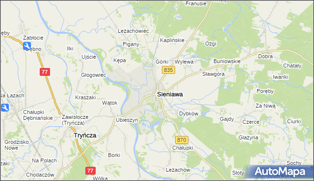 mapa Sieniawa powiat przeworski, Sieniawa powiat przeworski na mapie Targeo