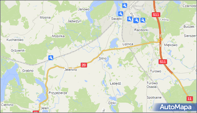 mapa Sitno gmina Szczecinek, Sitno gmina Szczecinek na mapie Targeo