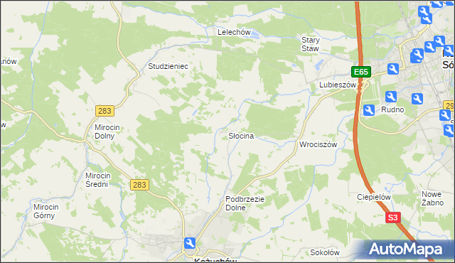 mapa Słocina, Słocina na mapie Targeo