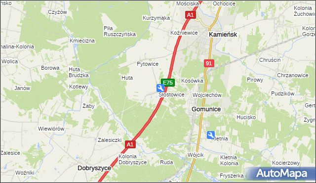 mapa Słostowice, Słostowice na mapie Targeo