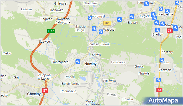 mapa Słowik gmina Sitkówka-Nowiny, Słowik gmina Sitkówka-Nowiny na mapie Targeo