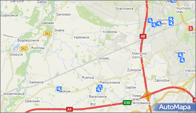 mapa Smolec, Smolec na mapie Targeo