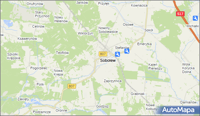 mapa Sobolew powiat garwoliński, Sobolew powiat garwoliński na mapie Targeo