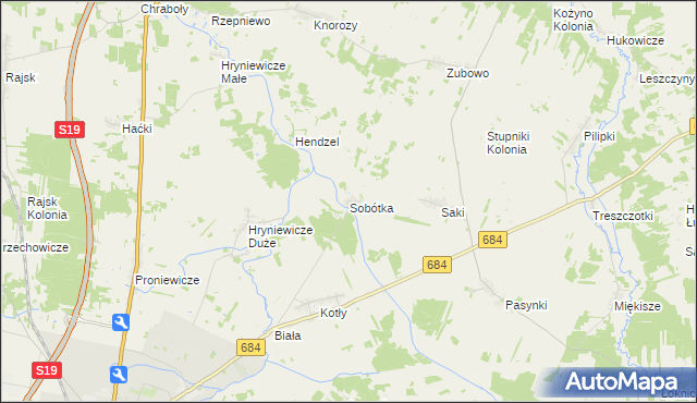 mapa Sobótka gmina Bielsk Podlaski, Sobótka gmina Bielsk Podlaski na mapie Targeo