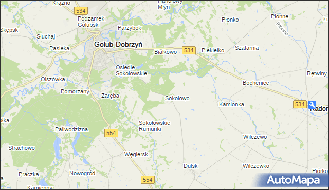 mapa Sokołowo gmina Golub-Dobrzyń, Sokołowo gmina Golub-Dobrzyń na mapie Targeo