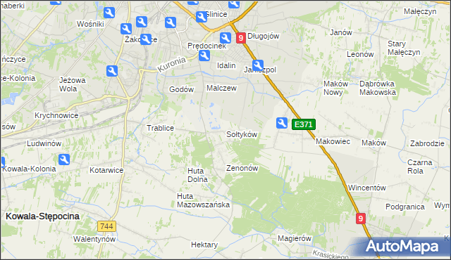 mapa Sołtyków gmina Skaryszew, Sołtyków gmina Skaryszew na mapie Targeo