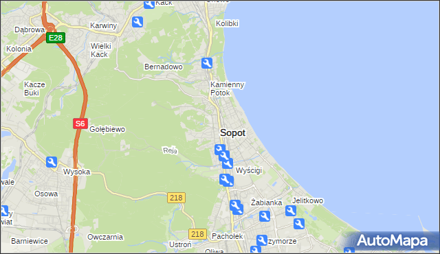 mapa Sopotu, Sopot na mapie Targeo