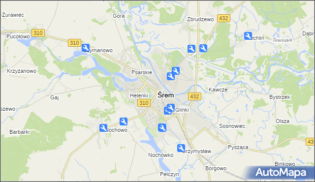 mapa Śrem, Śrem na mapie Targeo