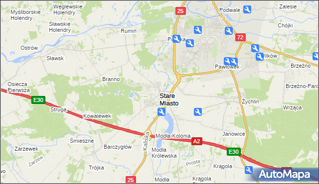 mapa Stare Miasto powiat koniński, Stare Miasto powiat koniński na mapie Targeo
