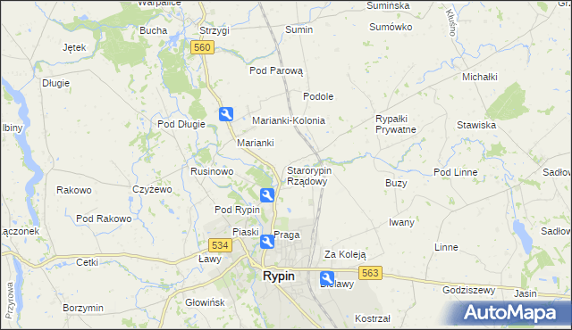 mapa Starorypin Rządowy, Starorypin Rządowy na mapie Targeo