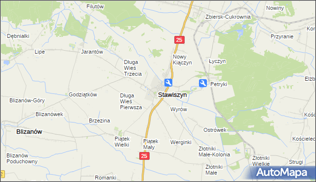 mapa Stawiszyn powiat kaliski, Stawiszyn powiat kaliski na mapie Targeo