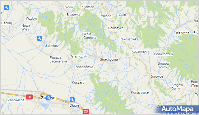 mapa Strachocina, Strachocina na mapie Targeo