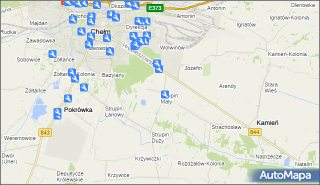 mapa Strupin Mały, Strupin Mały na mapie Targeo