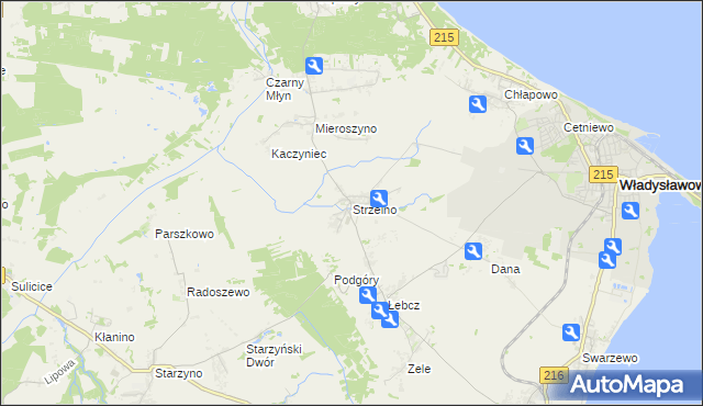 mapa Strzelno gmina Puck, Strzelno gmina Puck na mapie Targeo