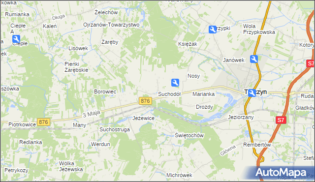 mapa Suchodół gmina Tarczyn, Suchodół gmina Tarczyn na mapie Targeo