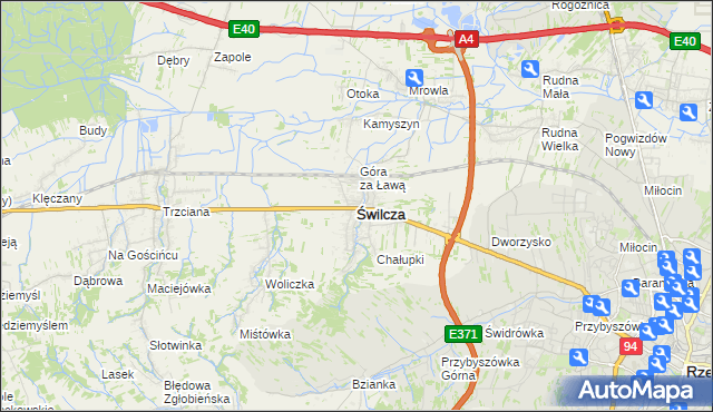 mapa Świlcza, Świlcza na mapie Targeo