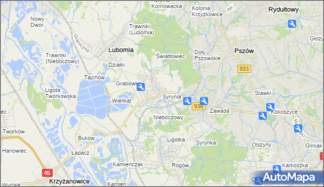 mapa Syrynia, Syrynia na mapie Targeo