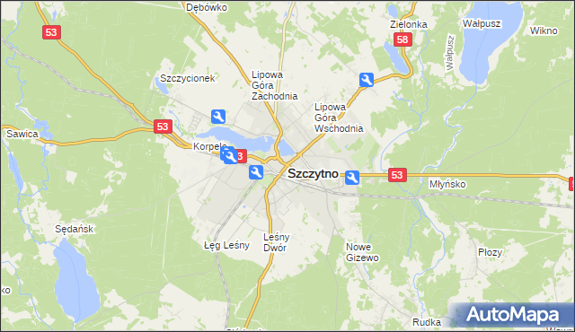 mapa Szczytno, Szczytno na mapie Targeo