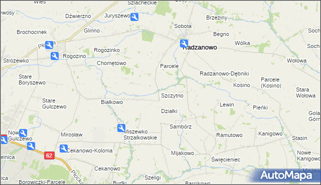 mapa Szczytno gmina Radzanowo, Szczytno gmina Radzanowo na mapie Targeo