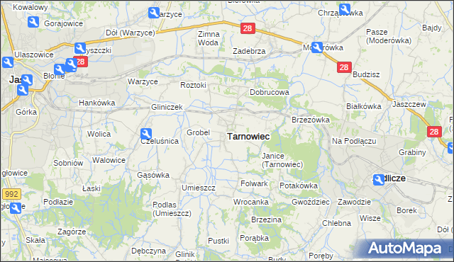 mapa Tarnowiec powiat jasielski, Tarnowiec powiat jasielski na mapie Targeo
