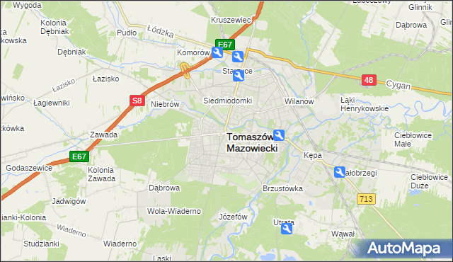mapa Tomaszów Mazowiecki, Tomaszów Mazowiecki na mapie Targeo